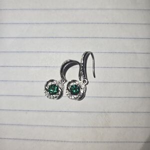 Elegant Silver and Green Earrings